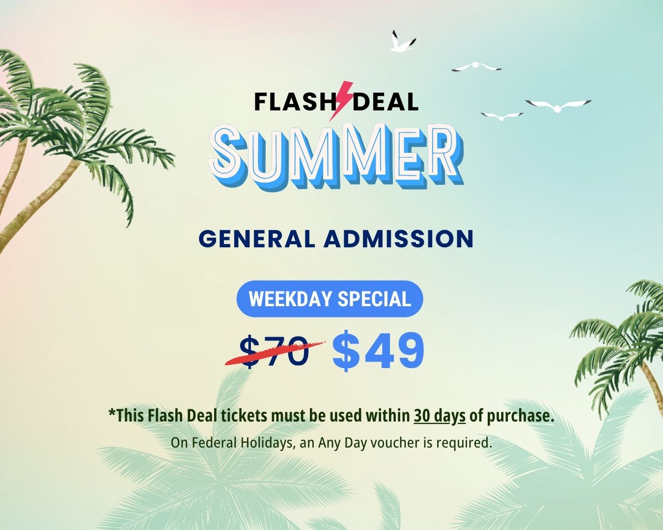 Summer FLASH DEAL – Weekday Only General Admission