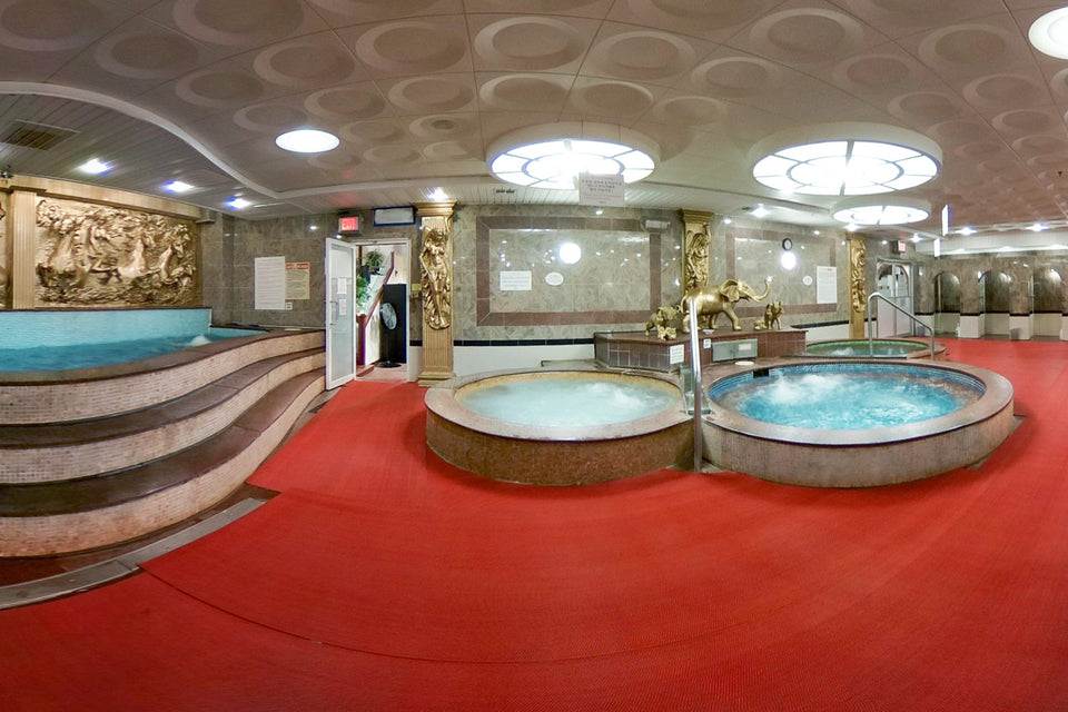 Bathing pools inside King Spa in Palisades Park, New Jersey